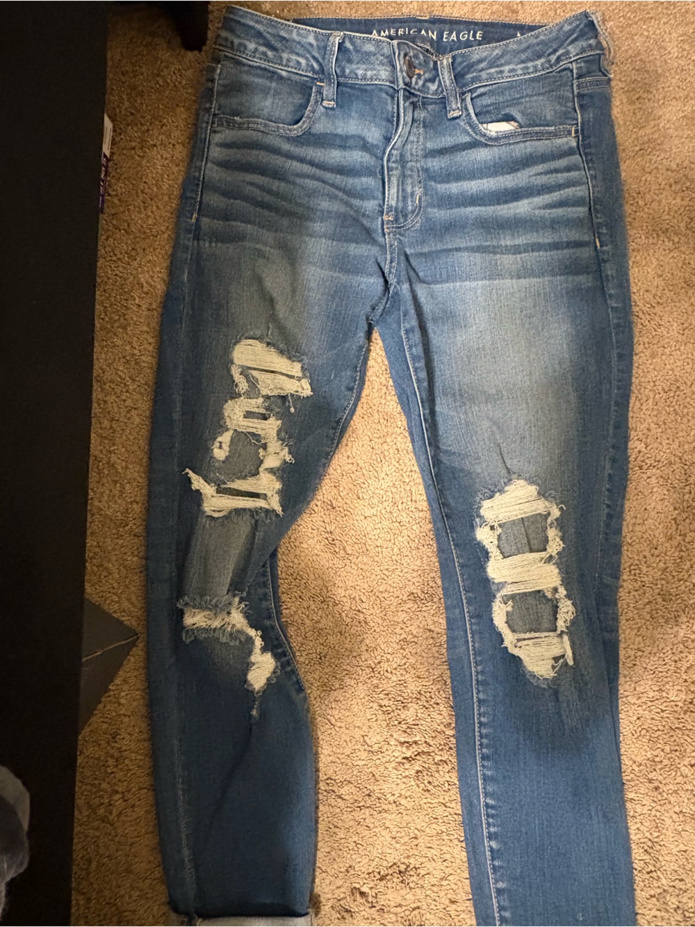American Eagle Outfitters Distressed Blue Skinny Jeans 12S